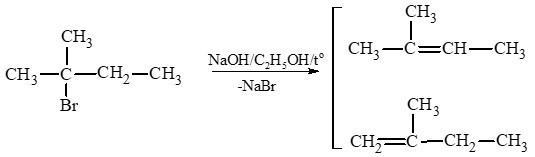 Thực hiện phản ứng tách hydrogen bromide của hợp chất 2 - bromo - 2 - methylbutane