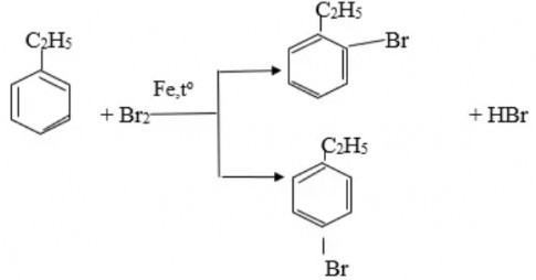 Viết phương trình phản ứng của ethylbenzene với các tác nhân sau