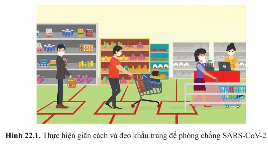 Vì sao giãn cách và đeo khẩu trang (hình 22.1) lại có vai trò quan trọng trong phòng chống dịch viêm đường hô hấp cấp