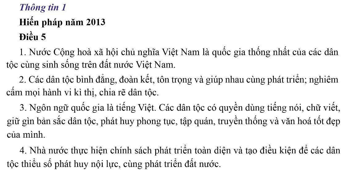 Kinh tế Pháp luật 11 Cánh diều Bài 12: Quyền bình đẳng giữa các dân tộc, tôn giáo