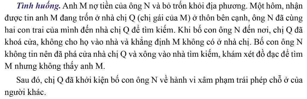 Kinh tế Pháp luật 11 Cánh diều Bài 18: Quyền bất khả xâm phạm về chỗ ở