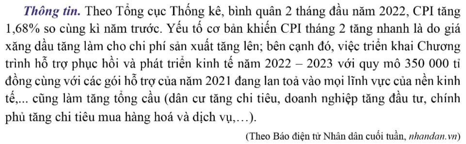 Kinh tế Pháp luật 11 Cánh diều Bài 6: Lạm phát