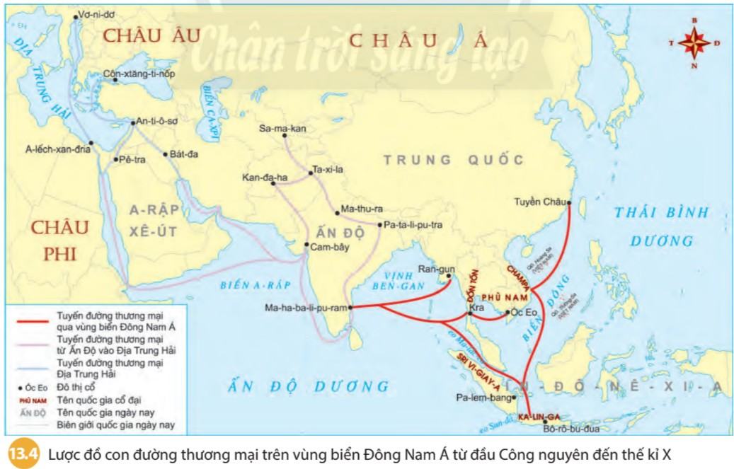 Lịch sử 6 Chân trời sáng tạo Bài 13: Giao lưu thương mại và văn hóa ở Đông Nam Á từ đầu công nguyên đến thế kỉ X