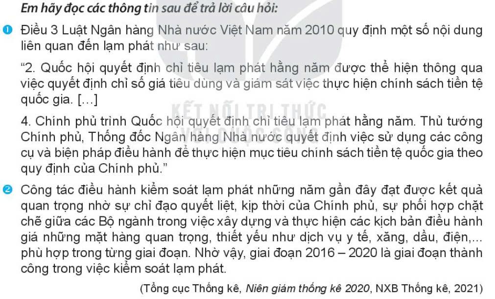 Kinh tế Pháp luật 11 Kết nối tri thức Bài 3: Lạm phát