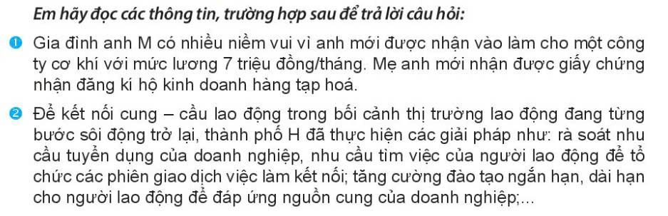 Kinh tế Pháp luật 11 Kết nối tri thức Bài 5: Thị trường lao động và việc làm