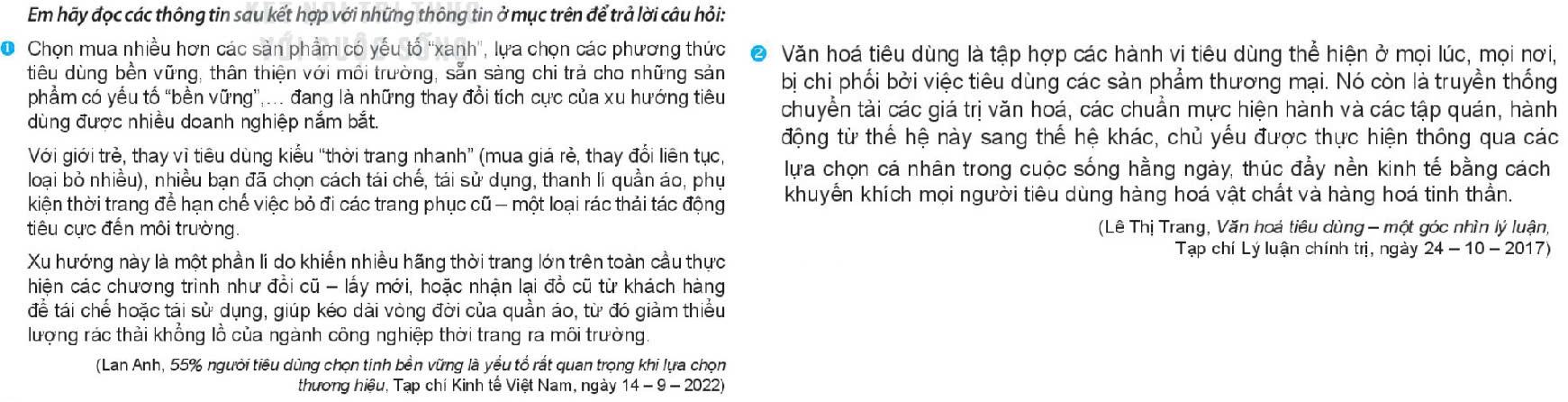 Kinh tế Pháp luật 11 Kết nối tri thức Bài 8: Văn hóa tiêu dùng